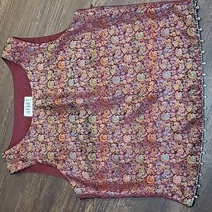 Apart Impressions Burgundy Floral Brocade Sleeveless Top 10